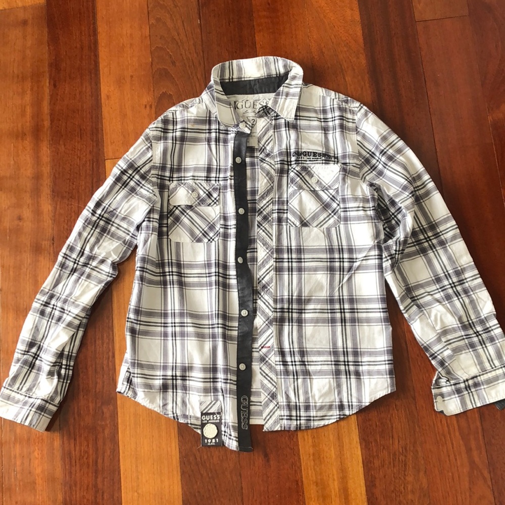 Grey and White Guess Polo Size 16/18